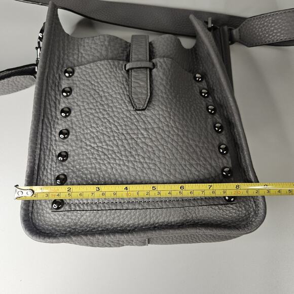 Rebecca Minkoff Unlined Feed Leather Crossbody Bag Gray Studded - Picture 11 of 13